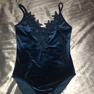 Blue velvet bodysuit